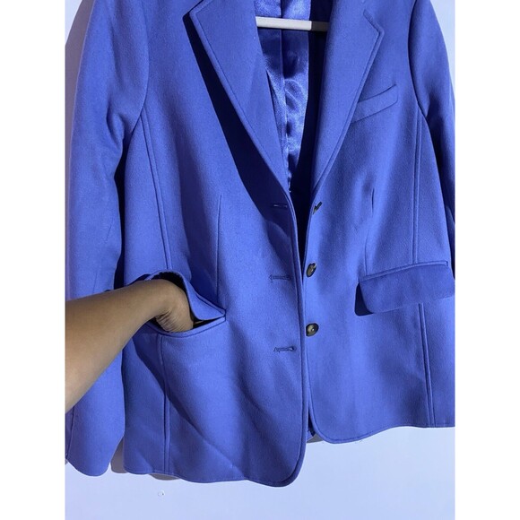 LL Bean Peacoat Womens 14 Blue Cashmere Wool Office Corp Capsule Minimalist - Picture 4 of 15